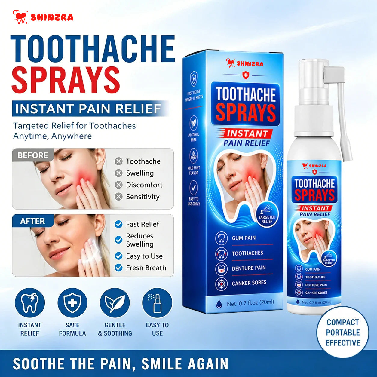 Shinzra Soothing Oral Spray | Fast-Acting Comfort for Tooth & Gum Discomfort