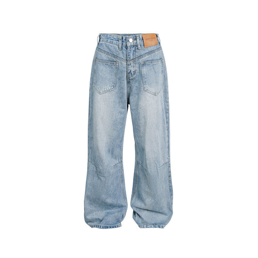 Deconstructed Casual Straight Leg Jeans