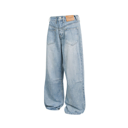 Deconstructed Casual Straight Leg Jeans