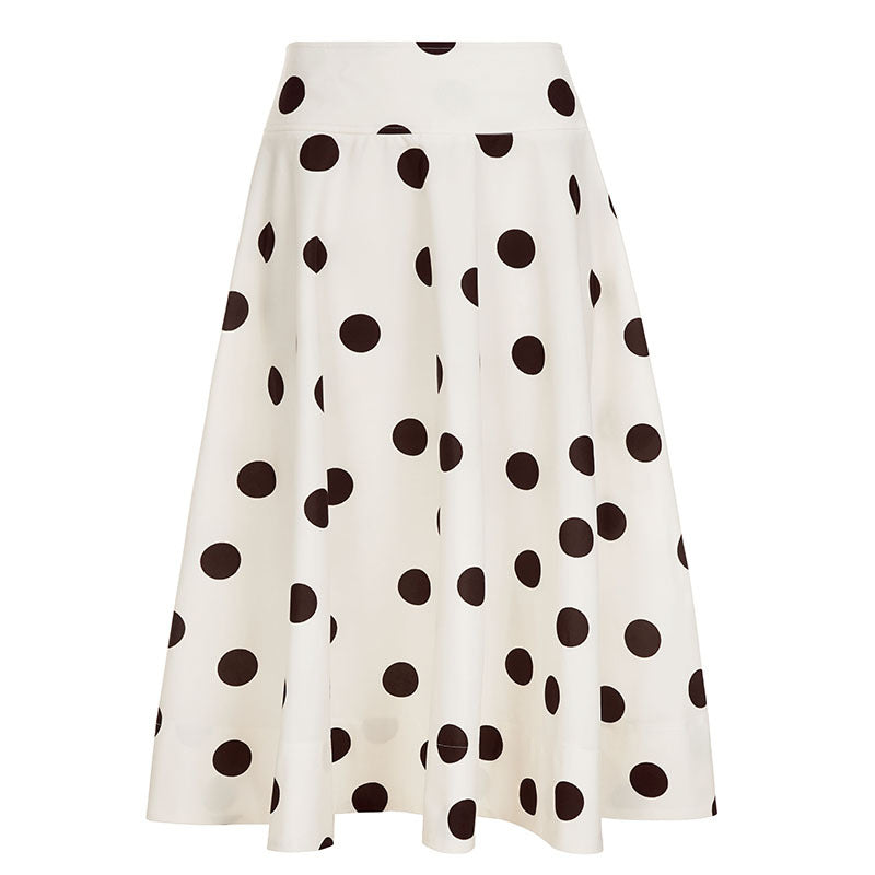 Wave point solid color slim fit A-line skirt