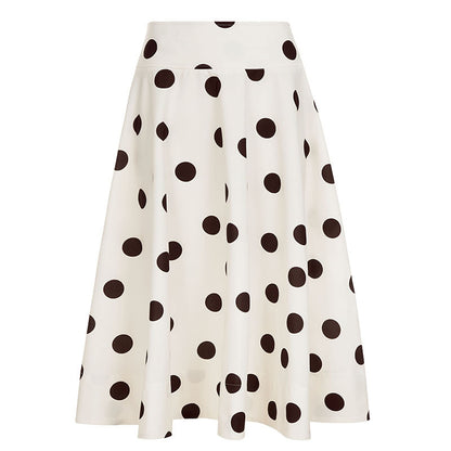 Wave point solid color slim fit A-line skirt