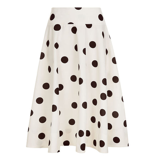 Wave point solid color slim fit A-line skirt