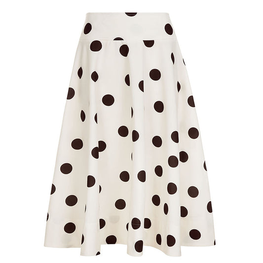 Wave point solid color slim fit A-line skirt