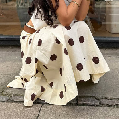 Wave point solid color slim fit A-line skirt