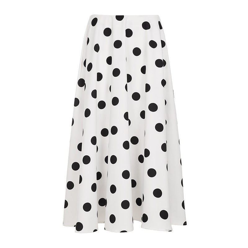 Elegant contrasting large wave point A swing woven half skirt