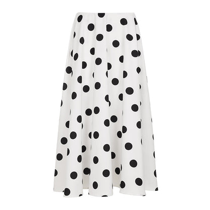 Elegant contrasting large wave point A swing woven half skirt