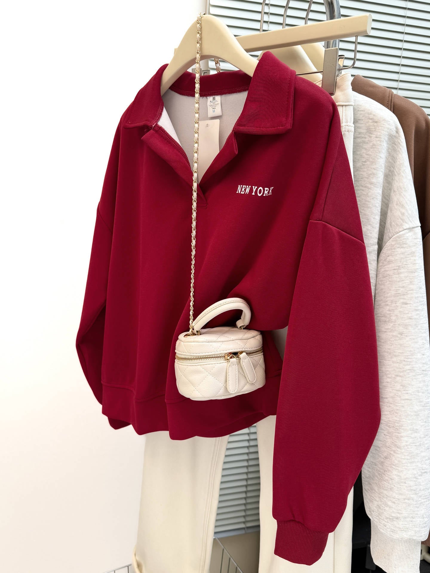 Casual Long Sleeve Polo Neck Sweatshirt for Women Loose FitV-Neck Top  Wear