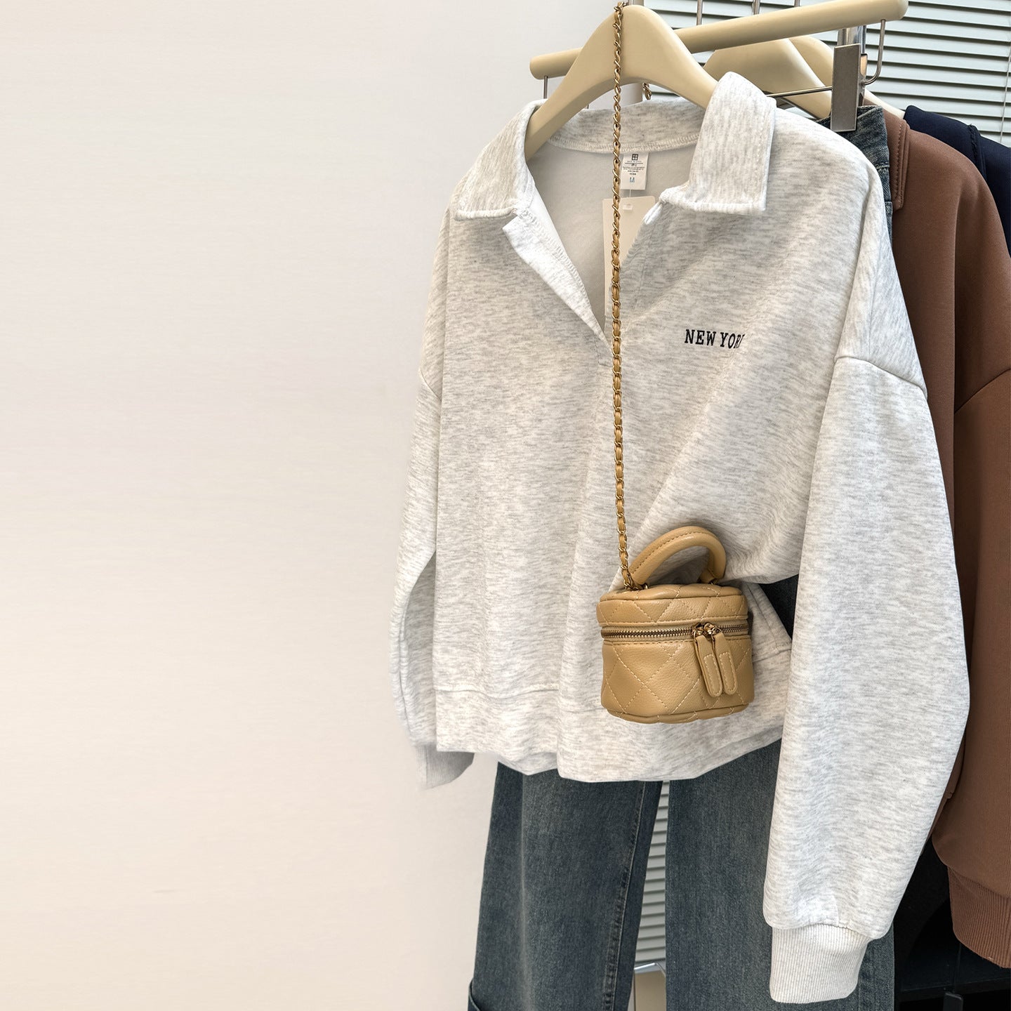 Casual Long Sleeve Polo Neck Sweatshirt for Women Loose FitV-Neck Top  Wear